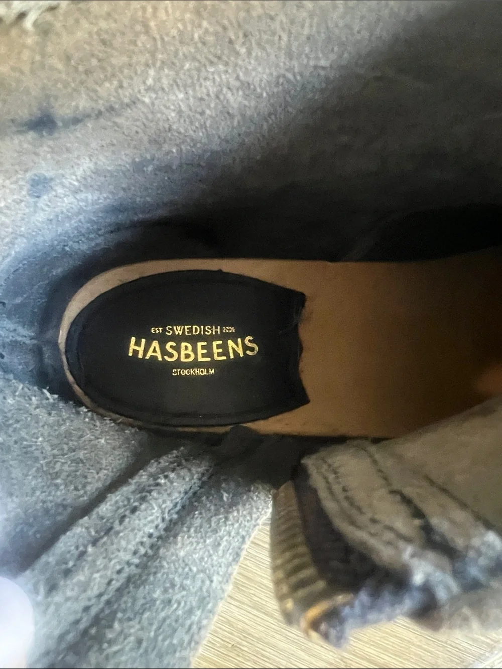 Swedish Hasbeens Black Leather Ankle Booties